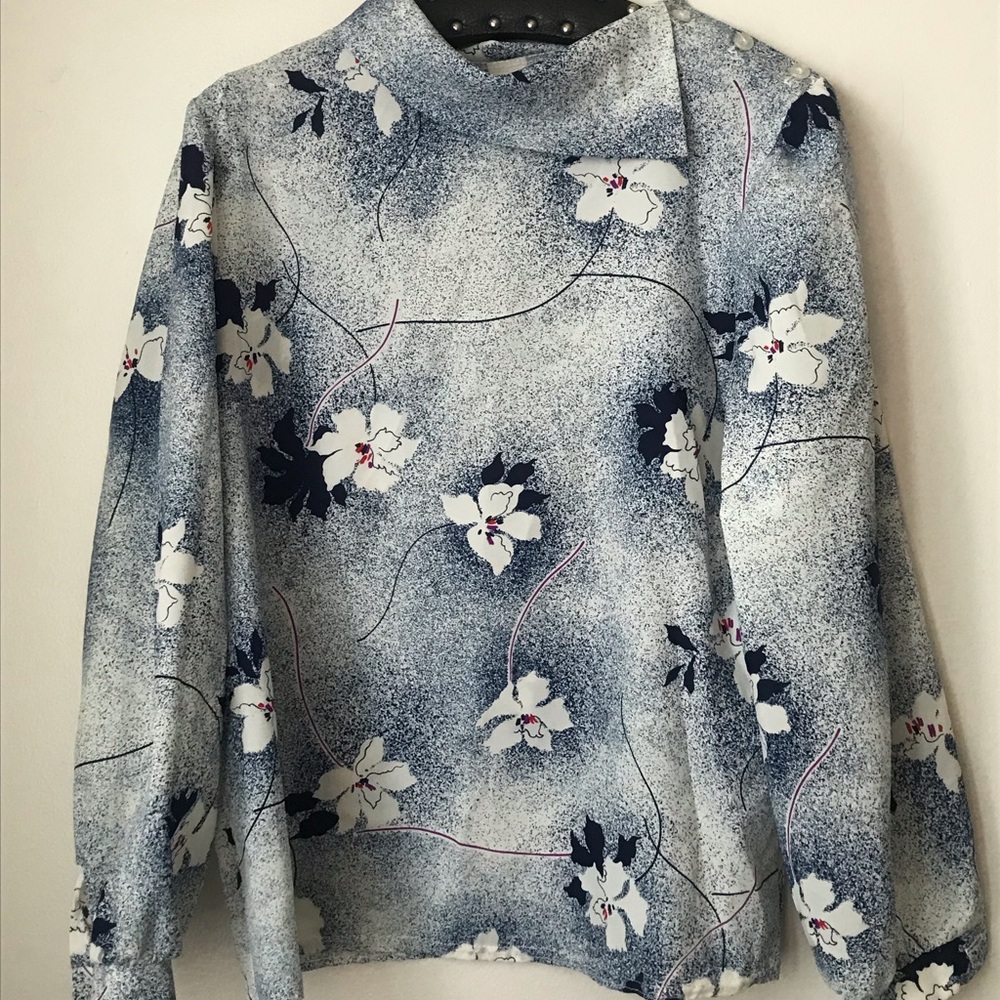 Floral Print Long Sleeve Vintage Top